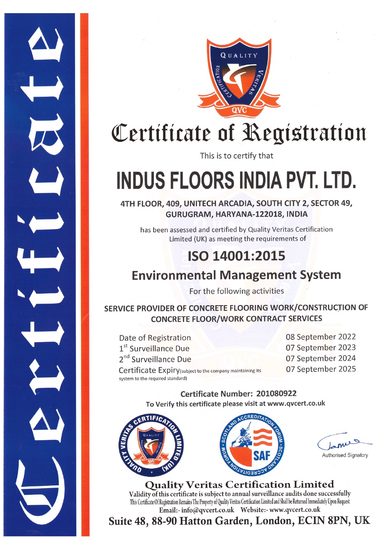 Indus Floors India Pvt. Ltd. Secures ISO 14001:2015 Certification for Environmental Management