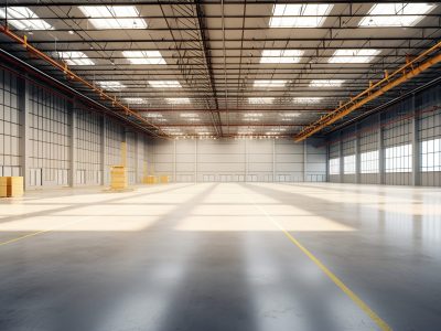 Empty warehouse for storage and distribution centers. Generative AI